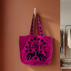 Wholesale Handmade Suzani Embroidered Velvet Tote Bag Luxury Love Bird Print Casual Shoulder Bag Eco-Friendly Shopping <b>Handbags</b> - Product Image 6