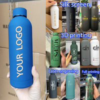 Bouteille d'eau isotherme en acier inoxydable avec logo personnalisé, 350 ml, 500 ml, 750 ml, 23 couleurs en stock, anti-fuite, gourde de sport d'extérieur