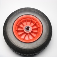 Roue pleine en mousse PU anti-crevaison 16X6.50-8 avec moyeu en plastique rouge pour chariot et voiturette de golf