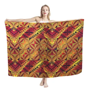 Prix bon marché Promotion polynésien Tribal <span class=keywords><strong>Tahiti</strong></span> Style rose Hibiscus impression écharpe coupe-vent confort Sarong motif personnalisé 1MOQ - Product Image 3