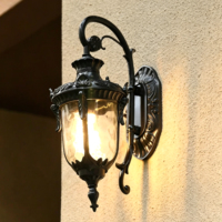 Lampe murale extérieure vintage de style européen en aluminium décoratif avec verre à effet d'ondulation, étanche IP65, E27, avec garantie de 2 ans