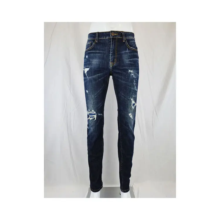 China Fabrikant Hoge Kwaliteit Ripped Patch Jongens Glanzend Hoge Taille Jeans