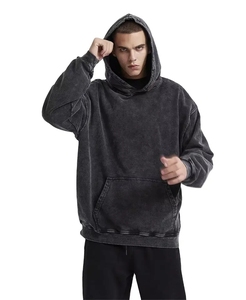 Custom Graphic logo Design High Quality Mens Hoodies Oversized Vintage Acid Washed Hoodies 400gsm Cotton <strong>Jumpers</strong> No Drawstring - Product Image 1