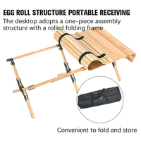 Nouveau petit rouleau d'oeufs de barbecue de jardin bas Table de pique-nique extérieure pliante en bois pliable Portable
