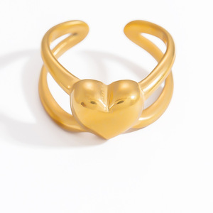 18K Gold Plated Stainless Steel Heart <b>Ring</b> - Non-Tarnish Ins Niche Jewelry for Women | Premium <b>Titanium</b> Steel Finger <b>Ring</b> - Product Image 5