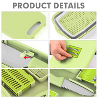 9 In 1 Opvouwbare Opvouwbare Plastic Snijplank Keuken Siliconen Fruit Snijplank Set Met Mes En Mand