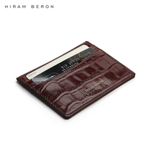 Porte-cartes en cuir italien bordeaux Hiram Beron, étui à cartes tendance, cuir véritable, porte-cartes de luxe, cadeau - Product Image 4
