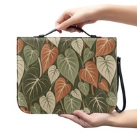 Housse de Bible personnalisée avec imprimé botanique tropical feuilles de taro, fermeture éclair, pour les voyages quotidiens, l'église, le shopping et les cadeaux