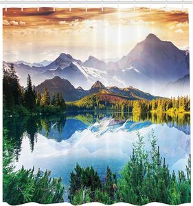 Núi hồ xem ngày nắng thiên nhiên hình ảnh nghệ thuật bức tranh có hiệu lực in Polyester Vải phòng tắm thiết lập móc rèm tắm - Product Image 2