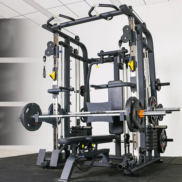 Feierdun spor salonu ekipmanları çok fonksiyonlu Smith makinesi Squat çerçevesi ayarlanabilir tezgah