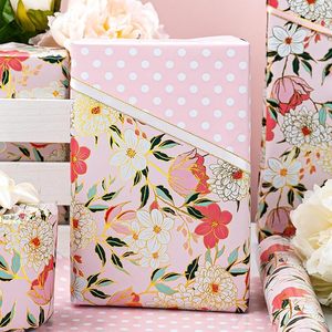 Papel de regalo floral, papel de regalo vintage, papel de regalo festivo, papel de regalo rosa de doble cara para el Día de la Madre - Product Image 2