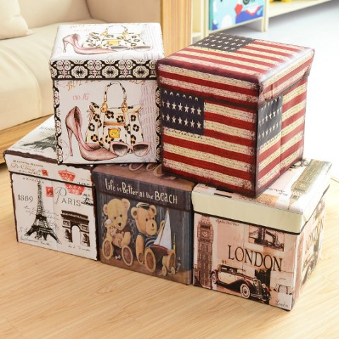 Fabric Covered Cardboard Storage Box Home Storage and Organization foldable laundry basket household