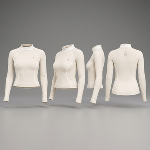 Haut de sport pour femme à manches longues avec soutien-gorge intégré, sans coutures, séchage rapide, blanc, manches longues, en spandex et polyester - Product Image 2