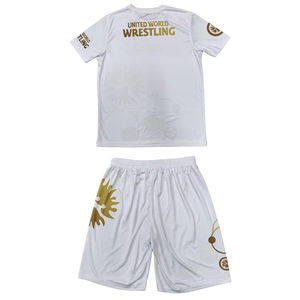 2025 homens personalizados de malha Wrestling Set T-shirts + shorts Sublimação Completa 2 Pcs Set Internacional - Product Image 4