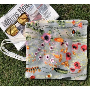 Bolso de mano con bordado de flores para niñas, bolsa de malla de alta calidad, ligero, de Organza, nuevo diseño - Product Image 6
