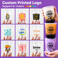 Gobelets en plastique PET jetables en gros, 24 oz, impression de logo personnalisée avec couvercle pour jus, thé, café