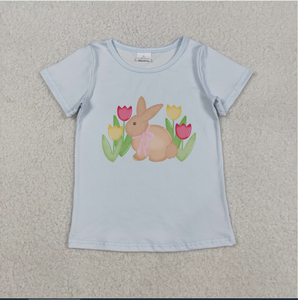 Camiseta de Manga Corta para Niñas con Estampado de Conejito de Pascua en 5 Colores - Product Image 6