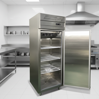 Congélateur vertical grande capacité en acier inoxydable, température unique, contrôle numérique, porte simple, système de refroidissement par ventilateur, classe énergétique A+