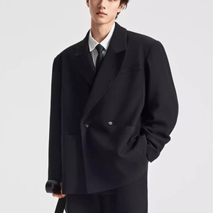 Giacca Casual <span class=keywords><strong>Oversize</strong></span> con Logo Personalizzato per Affari, Tessuto Premium Texturizzato, <span class=keywords><strong>Blazer</strong></span> Doppiopetto da <span class=keywords><strong>Uomo</strong></span> - Product Image 5