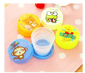 Simple telescopic water cups children's Day gift portable cartoon travel use compressed folding water cup