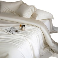 Ensemble de draps de lit en soie florale brodée 4 pièces certifié OEKO-TEX 400TC en coton doux et soyeux pour lit Queen et King Size