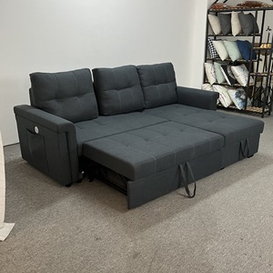 Space Saving Dual Use Corner <b>Sofa</b> <b>Bed</b> Fold <b>Pull</b> <b>Out</b> Mechanism With Under Seat Storage For Living Room Household Furniture - Product Image 1
