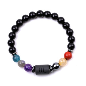 Di alta qualità 12 <span class=keywords><strong>segni</strong></span> di <span class=keywords><strong>astrologia</strong></span> stella pietra naturale perlina bracciale con ciondolo in acciaio inox 8mm rosa corniola quarzo bracciale - Product Image 3