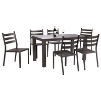 salle à manger 7 pièces noir moderne pour restaurant de jardin Table en aluminium pour patio extérieur et chaises 6 places