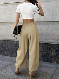 <strong>Women</strong> High Rise Pleated Wide Leg <strong>Trousers</strong> Loose Fit Pants <strong>for</strong> Casual Office Wear - Product Image 2