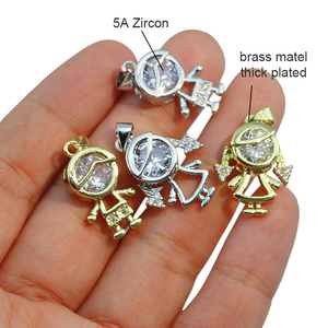 Cz8882 Bling 18K Goud Zilver Cz Zirkonia Meisje En Jongen Kids Beste Vriend Paar Bedels Voor Armband Oorbel Sieraden Maken