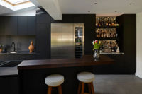 Vermonhouzz Armoire de cuisine moderne minimaliste gris foncé de qualité supérieure, armoire de cuisine résidentielle sur mesure, grand îlot de cuisine
