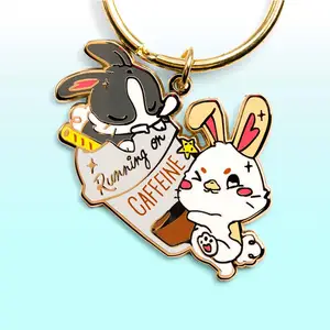 Keychains Sublimation Manufacturers Painted Engraving Promotional Rabbit Animal Metal Keychain Hard Enamel Metal Keychain