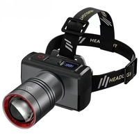 Linterna Frontal LED Recargable con Sensor de Movimiento, USB-C, Largo Alcance de 500m, Zoom Ajustable, Impermeable, para Camping y Caza