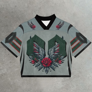 Camiseta Corta Estilo Fútbol Americano Y2K, Estampado de Llamas, Más de 30 Estilos, Manga Corta, Venta al Por Mayor para Mujeres y Hombres, Irlanda, Francia - Product Image 4