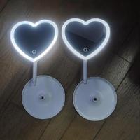 Miroir de maquillage intelligent pliable en forme de cœur avec logo personnalisé, éclairage LED, table de maquillage personnalisée