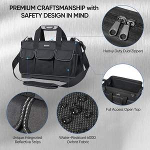 Free sample Electrician Heavy-Duty 21-Pocket Tool <b>Storage</b> Caddy Hand-<b>Open</b> Top Tool Organizer Bag - Product Image 3