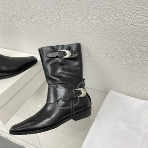 Original Craft Plain Upper Almond Toe Mid Heel <strong>Ankle</strong> <strong>Boots</strong> Fashion <strong>Italian</strong> Style <strong>Women</strong> Daily <strong>Boots</strong> - Product Image 2