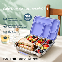 Boîte à lunch portable Aohea à 5 compartiments en acier inoxydable, boîte bento, récipient à lunch étanche pour le bureau