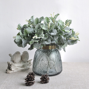 Feuillage Artificiel Effet Givre (Feuilles de Wattle Argentées Floquées) 33CM Moderne pour Arrangements Floraux Rustiques Décoration Intérieure - Product Image 1