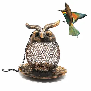 Alimentador de pássaros em forma de coruja para decoração de quintal e jardim, alimentador grande e exótico para pássaros, alimentador de pássaros pendurado para uso ao ar livre