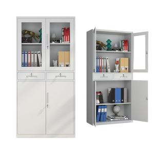 خزانة ملفات معدنية للمكتب مع باب زجاجي، رف كتب حديدي، خزانة تخزين فولاذية للمستندات بسعر اقتصادي - Product Image 2