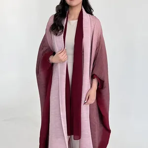 New design Abaya coat Dubai Turkey Modest Islamic Clothing Bat Sleeves Pleated Gradient Crinkled Cardigan Women Muslim Dress