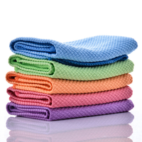 Serviettes en microfibre sans traces pour le nettoyage domestique, vente en gros, couleur aléatoire