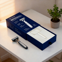 Boîte à rasoir rigide en carton de luxe avec insert en pulpe moulée et papier couché, revêtement UV, emballage cadeau personnalisable