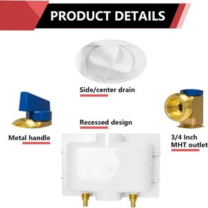 Boîtier de sortie pour machine à laver 1/2" 3/4" PEX-A Modèle WM013, Vanne anti-choc en cuivre pour raccordement MHT WM013 1/2" E - Product Image 5