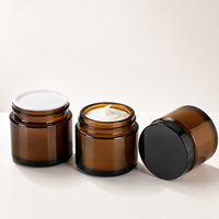Bocaux en verre UV foncé pour crème 50ml 60ml, pots en verre ambré vides à parois droites avec bouchon en plastique/phénolique, pots en verre à large ouverture 2 oz