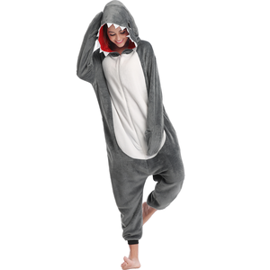 Offre Spéciale femmes requin gris pour <span class=keywords><strong>Kigurumi</strong></span> flanelle polaire Onesie Style décontracté dessin animé imprimé Animal vêtements de nuit pyjama costumes quantité minimale de commande 3 pièces - Product Image 1