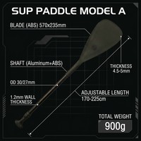 Pagaie de SUP gonflable professionnelle réglable 180-220 cm, écologique, avec manche en aluminium, pour lacs et rivières