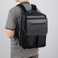 Sac à dos en cuir PU pour homme avec logo personnalisé, imperméable, antivol, pour étudiants, pour ordinateur portable, vente en gros