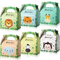 Boîtes à friandises pour fête d'animaux, décoration d'anniversaire, boîte cadeau en papier sur le thème du safari et du zoo, pour fournitures d'anniversaire sur le thème de la jungle